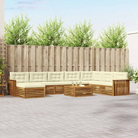 vidaXL Soffgrupper 9 pcs Naturlig och Grädde Massivt Akaciaträ