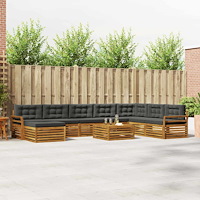 vidaXL Soffgrupper 9 pcs Naturlig och Antracit Massivt Akaciaträ