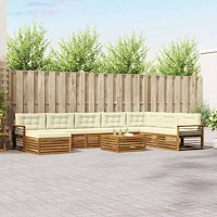 vidaXL Soffgrupper 9 pcs Naturlig och Grädde Massivt Akaciaträ