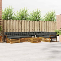 vidaXL Soffgrupper 9 pcs Naturlig och Antracit Massivt Akaciaträ