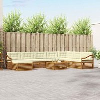 vidaXL Soffgrupper 9 pcs Naturlig och Grädde Massivt Akaciaträ