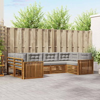 vidaXL Soffgrupper 6 pcs Naturlig och Ljus Grå Massivt Akaciaträ