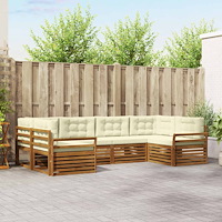 vidaXL Soffgrupper 6 pcs Naturlig och Grädde Massivt Akaciaträ