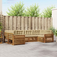 vidaXL Soffgrupper 6 pcs Naturlig och Beige Massivt Akaciaträ