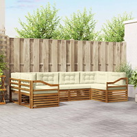 vidaXL Soffgrupper 6 pcs Naturlig och Grädde Massivt Akaciaträ