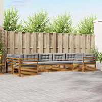 vidaXL Soffgrupper 7 pcs Naturlig och Ljus Grå Massivt Akaciaträ