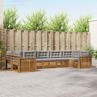 vidaXL Soffgrupper 7 pcs Naturlig och Ljus Grå Massivt Akaciaträ