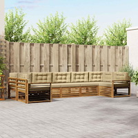 vidaXL Soffgrupper 7 pcs Naturlig och Beige Massivt Akaciaträ