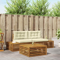 vidaXL Utomhussoffset med kudde 3 Stycke Naturlig och Grädde