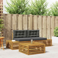 vidaXL Utomhussoffset med kudde 3 Stycke Naturlig och Antracit