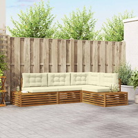 vidaXL Utomhussoffset med kudde 4 Stycke Naturlig och Grädde