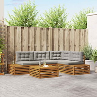 vidaXL Soffgrupper med kudde 14 Stycke Naturlig och Ljus Grå