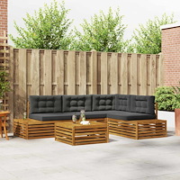 vidaXL Utomhussoffset med kudde 5 Stycke Naturlig och Antracit