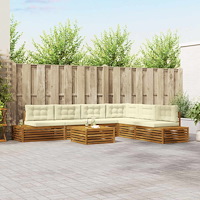 vidaXL Utomhussoffset med kudde 7 Stycke Naturlig och Grädde