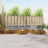 vidaXL Utomhussoffset med kudde 20 Stycke Naturlig och Ljus Grå