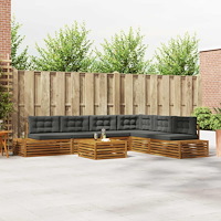 vidaXL Utomhussoffset med kudde 7 Stycke Naturlig och Antracit