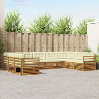 vidaXL Soffgrupper 9 pcs Naturlig och Grädde Massivt Akaciaträ