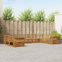 vidaXL Soffgrupper 9 pcs Naturfärg Massivt Akaciaträ