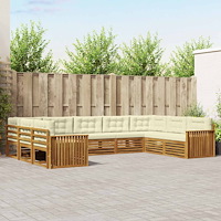 vidaXL Soffgrupper 9 pcs Naturlig och Grädde Massivt Akaciaträ