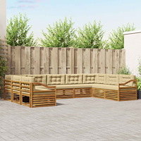 vidaXL Soffgrupper 9 pcs Naturlig och Beige Massivt Akaciaträ