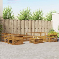vidaXL Soffgrupper 10 pcs Naturfärg Massivt Akaciaträ