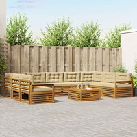 vidaXL Soffgrupper 10 pcs Naturlig och Beige Massivt Akaciaträ