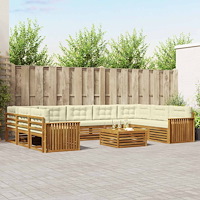 vidaXL Soffgrupper 10 pcs Naturlig och Grädde Massivt Akaciaträ