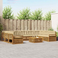 vidaXL Soffgrupper 10 pcs Naturlig och Beige Massivt Akaciaträ
