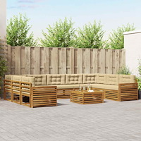 vidaXL Soffgrupper 10 pcs Naturlig och Beige Massivt Akaciaträ