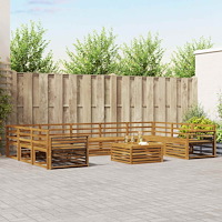 vidaXL Soffgrupper 10 pcs Naturfärg Massivt Akaciaträ