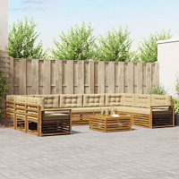 vidaXL Soffgrupper 10 pcs Naturlig och Beige Massivt Akaciaträ