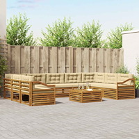 vidaXL Soffgrupper 10 pcs Naturlig och Beige Massivt Akaciaträ