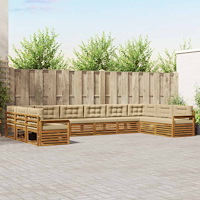 vidaXL Soffgrupper 10 pcs Naturlig och Beige Massivt Akaciaträ