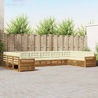 vidaXL Soffgrupper 10 pcs Naturlig och Grädde Massivt Akaciaträ