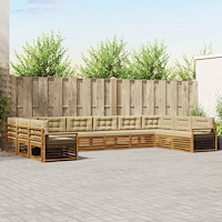 vidaXL Soffgrupper 10 pcs Naturlig och Beige Massivt Akaciaträ