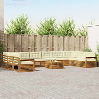 vidaXL Soffgrupper 11 pcs Naturlig och Grädde Massivt Akaciaträ