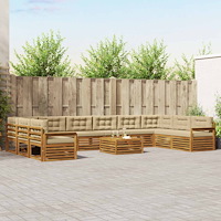 vidaXL Soffgrupper 11 pcs Naturlig och Beige Massivt Akaciaträ