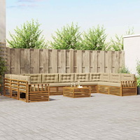 vidaXL Soffgrupper 11 pcs Naturlig och Beige Massivt Akaciaträ