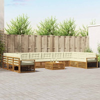 vidaXL Soffgrupper 11 pcs Naturlig och Grädde Massivt Akaciaträ