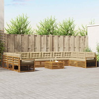 vidaXL Soffgrupper 11 pcs Naturlig och Beige Massivt Akaciaträ