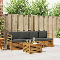 vidaXL Soffgrupper 5 pcs Naturlig och Antracit Massivt Akaciaträ