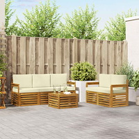 vidaXL Soffgrupper 6 pcs Naturlig och Grädde Massivt Akaciaträ