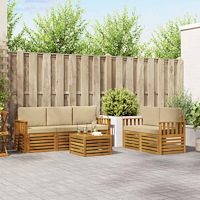 vidaXL Soffgrupper 6 pcs Naturlig och Beige Massivt Akaciaträ