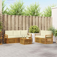 vidaXL Soffgrupper 6 pcs Naturlig och Grädde Massivt Akaciaträ