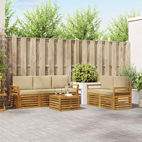 vidaXL Soffgrupper 6 pcs Naturlig och Beige Massivt Akaciaträ