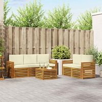 vidaXL Soffgrupper 6 pcs Naturlig och Grädde Massivt Akaciaträ