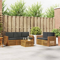 vidaXL Soffgrupper 6 pcs Naturlig och Antracit Massivt Akaciaträ