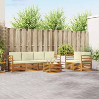 vidaXL Soffgrupper 7 pcs Naturlig och Grädde Massivt Akaciaträ