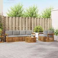 vidaXL Soffgrupper 7 pcs Naturlig och Ljus Grå Massivt Akaciaträ