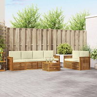 vidaXL Soffgrupper 7 pcs Naturlig och Grädde Massivt Akaciaträ